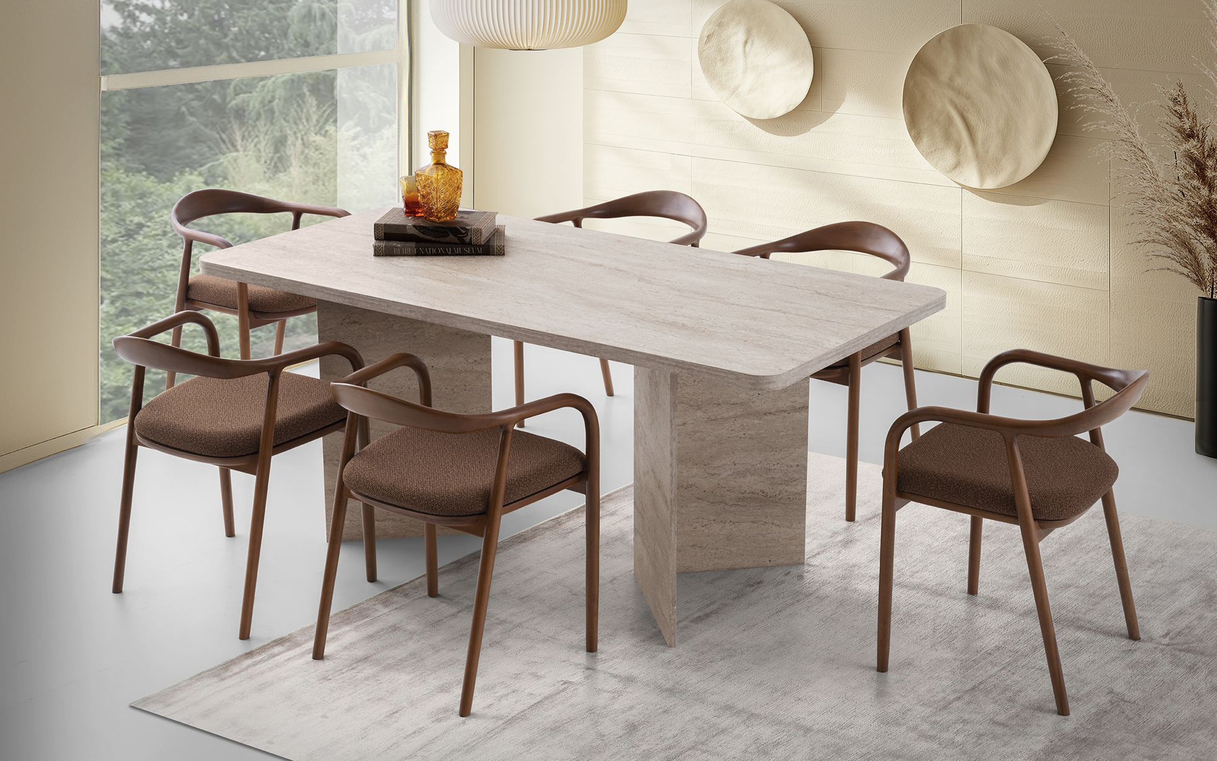 Masa dining Siela, decor travertin  3